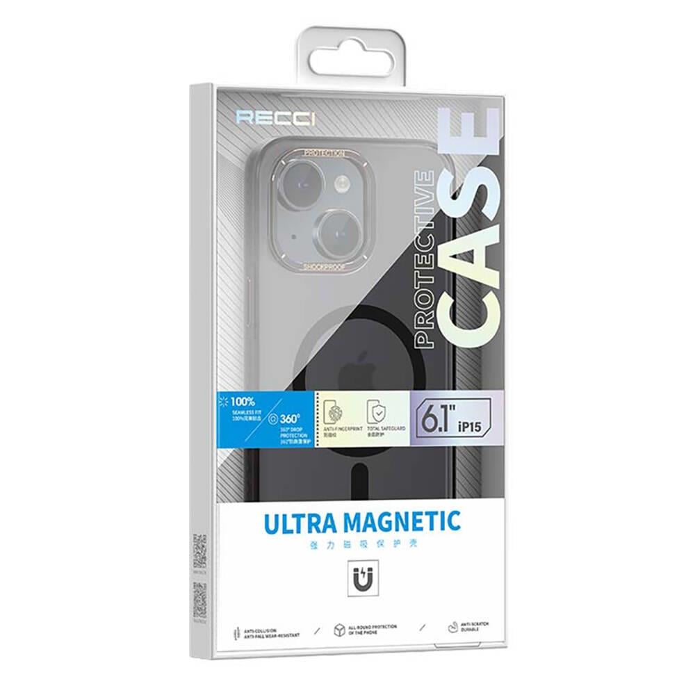 Apple iPhone 15 Plus Kılıf M-safe Şarj Özellikli Cam Arka Yüzey Recci Michelin Serisi Kapak