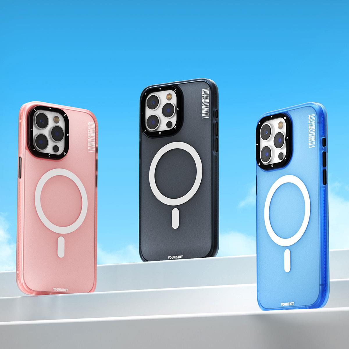 Apple iPhone 15 Plus Kılıf M-safe Şarj Özellikli Youngkit Colored Sand Serisi Kapak