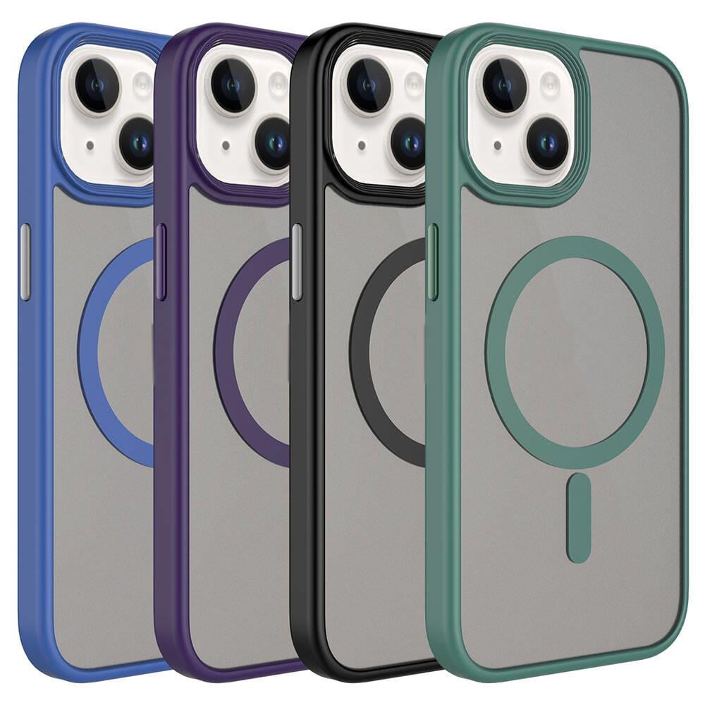 Apple iPhone 15 Plus Kılıf Mat Arka Yüzey Wireless Şarj Özellikli Zore Flet M-safe Kapak