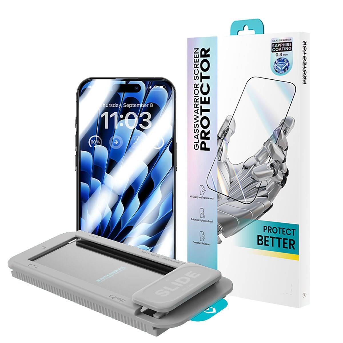 Apple iPhone 15 Pro Benks Glass Warrior Safir Coating Ekran Koruyucu + Kolay Uygulama Aparatlı