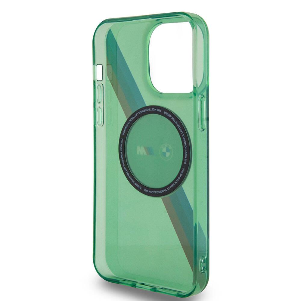 Apple iPhone 15 Pro Kılıf BMW M-safe Şarj Özellikli Transparan Tricolor Stripes Orjinal Lisanslı Kapak