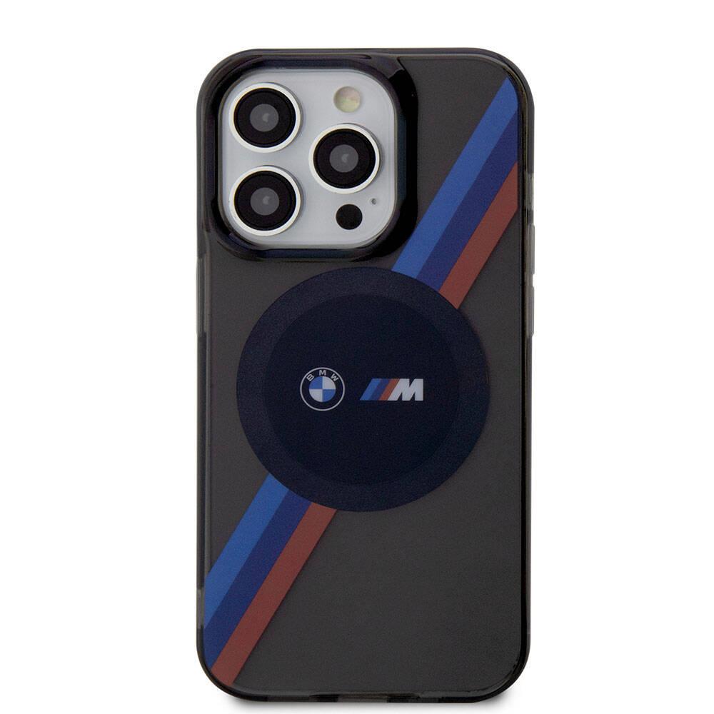 Apple iPhone 15 Pro Kılıf BMW M-safe Şarj Özellikli Transparan Tricolor Stripes Orjinal Lisanslı Kapak