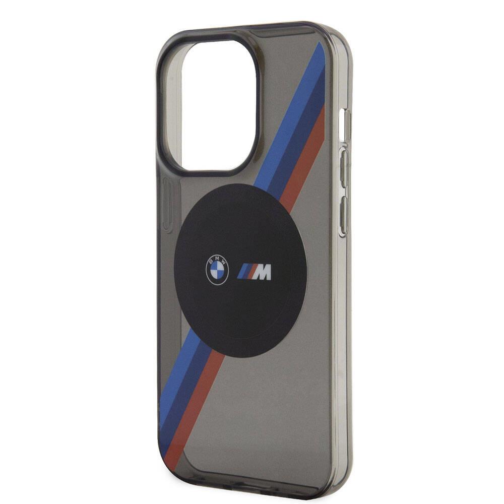 Apple iPhone 15 Pro Kılıf BMW M-safe Şarj Özellikli Transparan Tricolor Stripes Orjinal Lisanslı Kapak