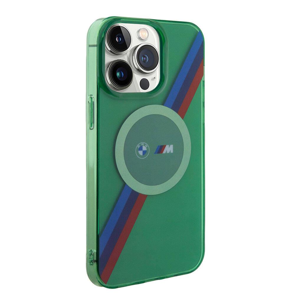 Apple iPhone 15 Pro Kılıf BMW M-safe Şarj Özellikli Transparan Tricolor Stripes Orjinal Lisanslı Kapak