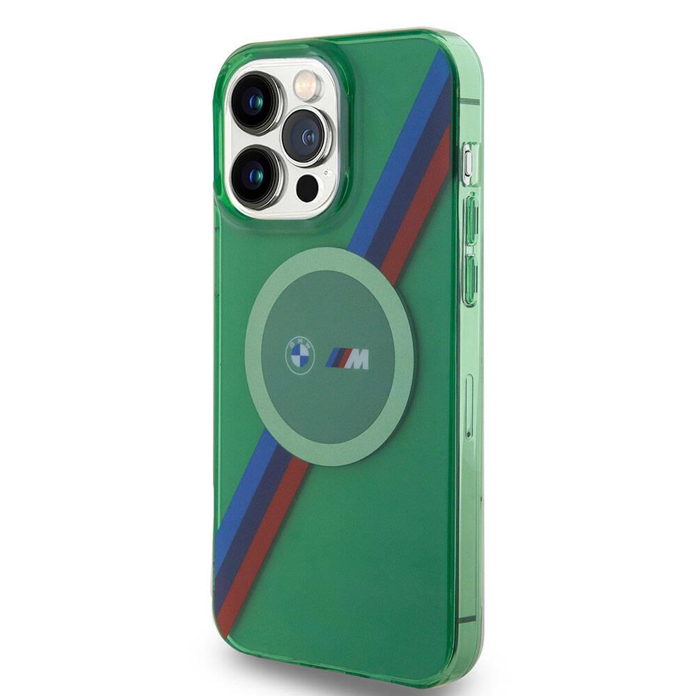Apple iPhone 15 Pro Kılıf BMW M-safe Şarj Özellikli Transparan Tricolor Stripes Orjinal Lisanslı Kapak