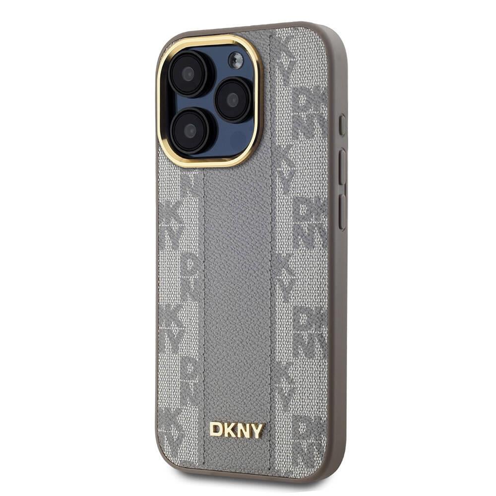 Apple iPhone 15 Pro Kılıf DKNY Orjinal Lisanslı M-safe Şarj Özellikli 3D Yazılı Checkered Pattern Kapak