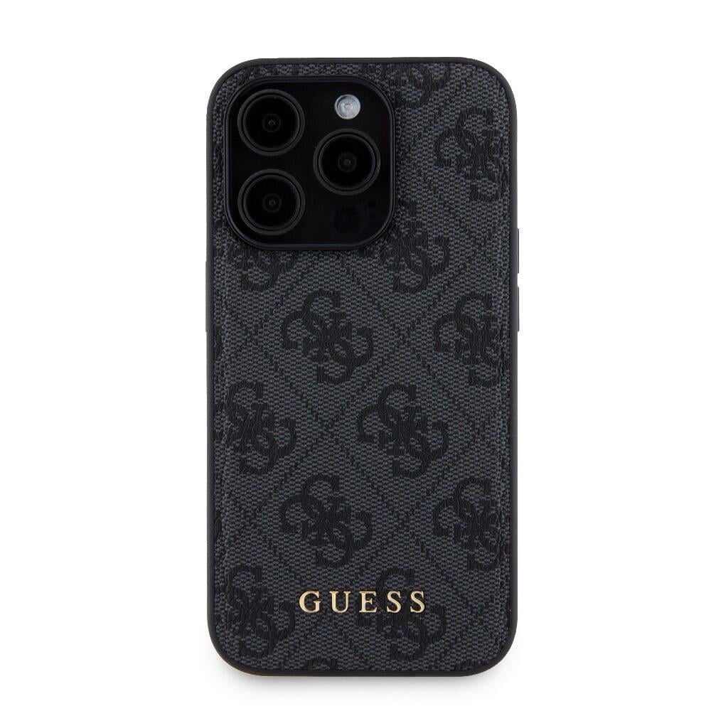 Apple iPhone 15 Pro Kılıf Guess Orjinal Lisanslı M-safe Şarj Özellikli Yazı Logolu 4G Desenli Kapak + Powerbank 5000mAh 2in1 Set