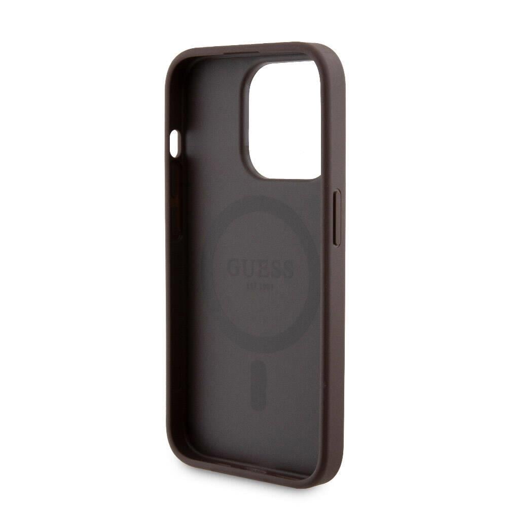 Apple iPhone 15 Pro Kılıf Guess Orjinal Lisanslı M-safe Şarj Özellikli Yazı Logolu 4G Desenli Kapak + Powerbank 5000mAh 2in1 Set