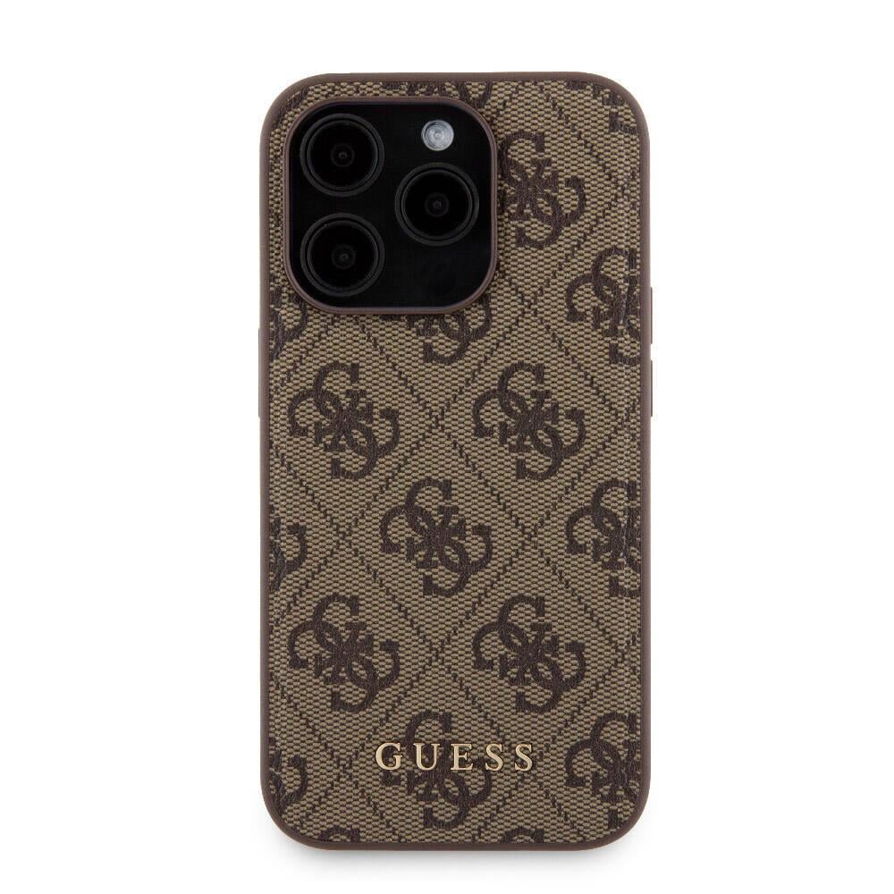 Apple iPhone 15 Pro Kılıf Guess Orjinal Lisanslı M-safe Şarj Özellikli Yazı Logolu 4G Desenli Kapak + Powerbank 5000mAh 2in1 Set