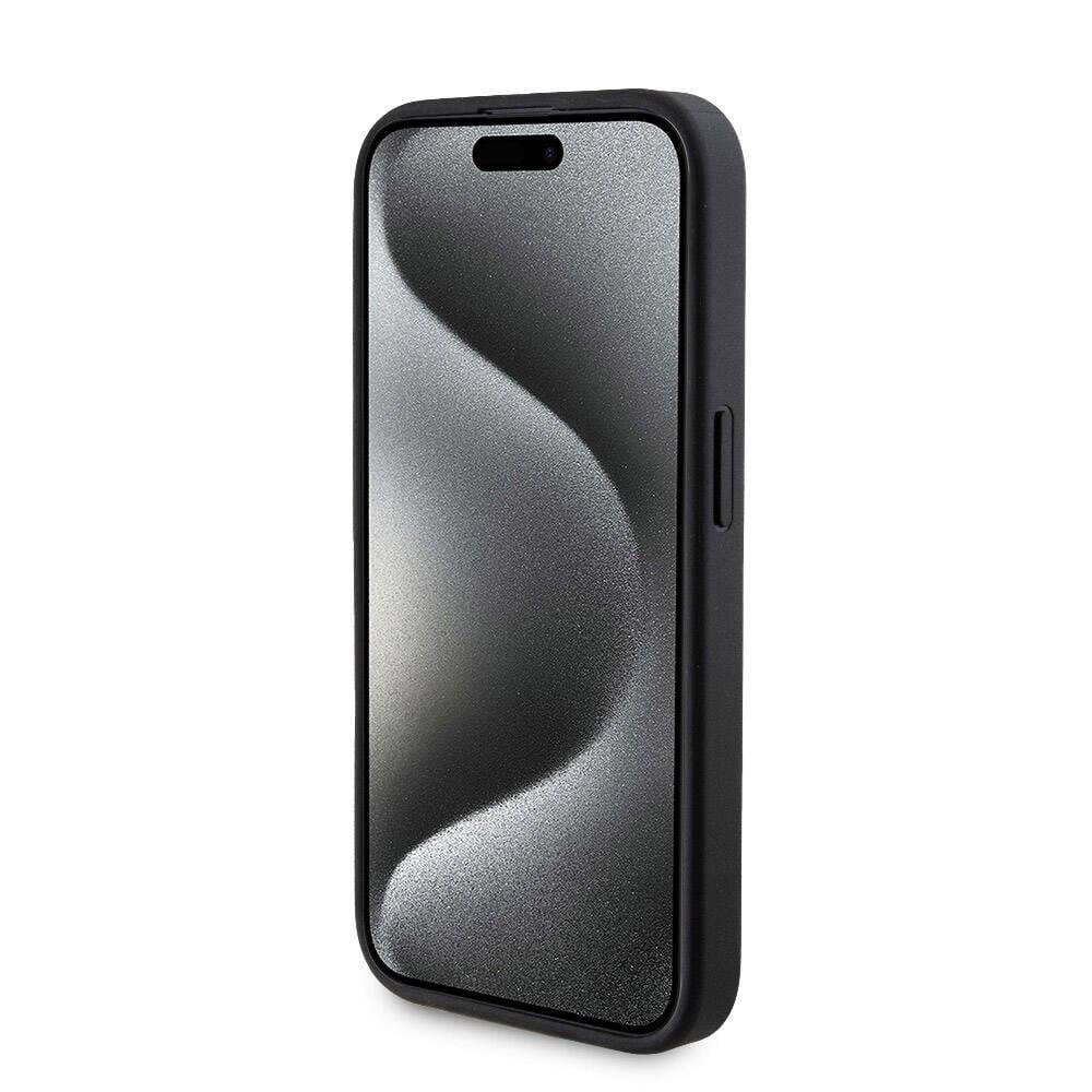 Apple iPhone 15 Pro Kılıf Guess Orjinal Lisanslı M-safe Şarj Özellikli Yazı Logolu 4G Desenli Kapak + Powerbank 5000mAh 2in1 Set