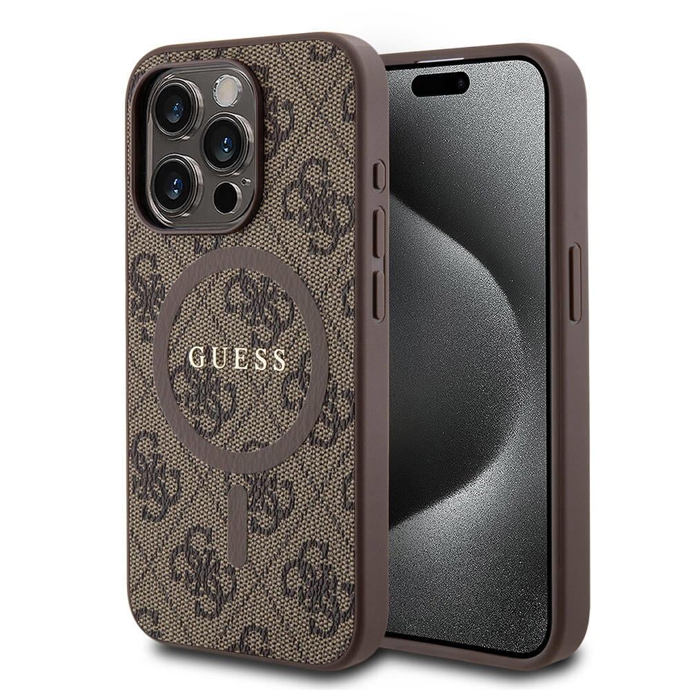 Apple iPhone 15 Pro Kılıf Guess Orjinal Lisanslı 4G Büyük Metal Logolu Glitter Kapak