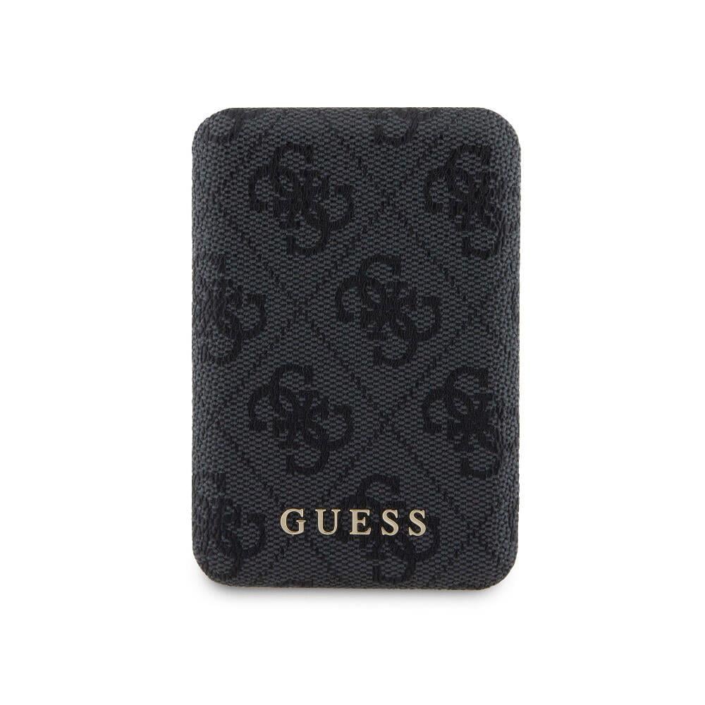 Apple iPhone 15 Pro Kılıf Guess Orjinal Lisanslı M-safe Şarj Özellikli Yazı Logolu 4G Desenli Kapak + Powerbank 5000mAh 2in1 Set