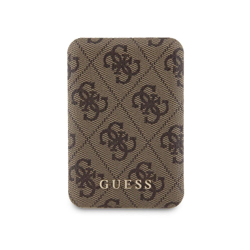 Apple iPhone 15 Pro Kılıf Guess Orjinal Lisanslı M-safe Şarj Özellikli Yazı Logolu 4G Desenli Kapak + Powerbank 5000mAh 2in1 Set
