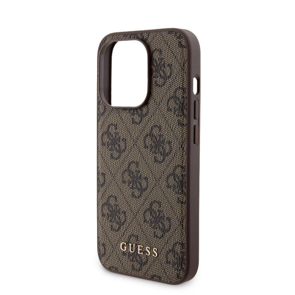 Apple iPhone 15 Pro Kılıf Guess Orjinal Lisanslı M-safe Şarj Özellikli Yazı Logolu 4G Desenli Kapak + Powerbank 5000mAh 2in1 Set