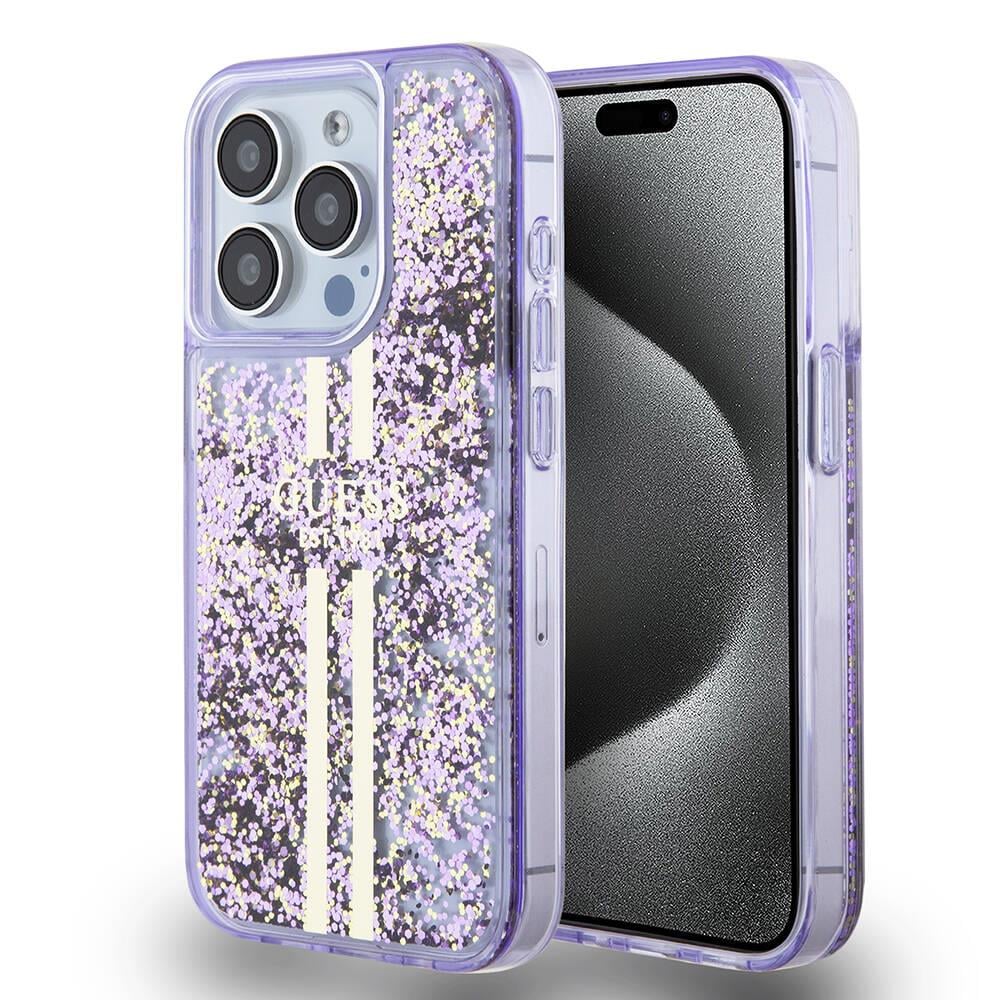 Apple iPhone 15 Pro Kılıf Guess Orjinal Lisanslı PU Deri Yazı ve 4G Metal Logolu Desenli Kapak