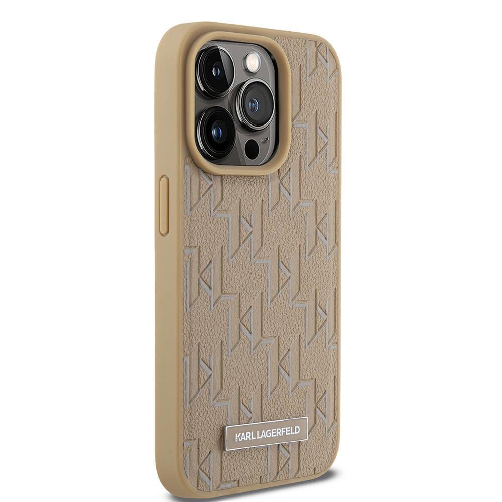 Apple iPhone 15 Pro Kılıf Karl Lagerfeld Orjinal Lisanslı M-safe Şarj Özellikli KL Yazılı Hot Stamp Kapak