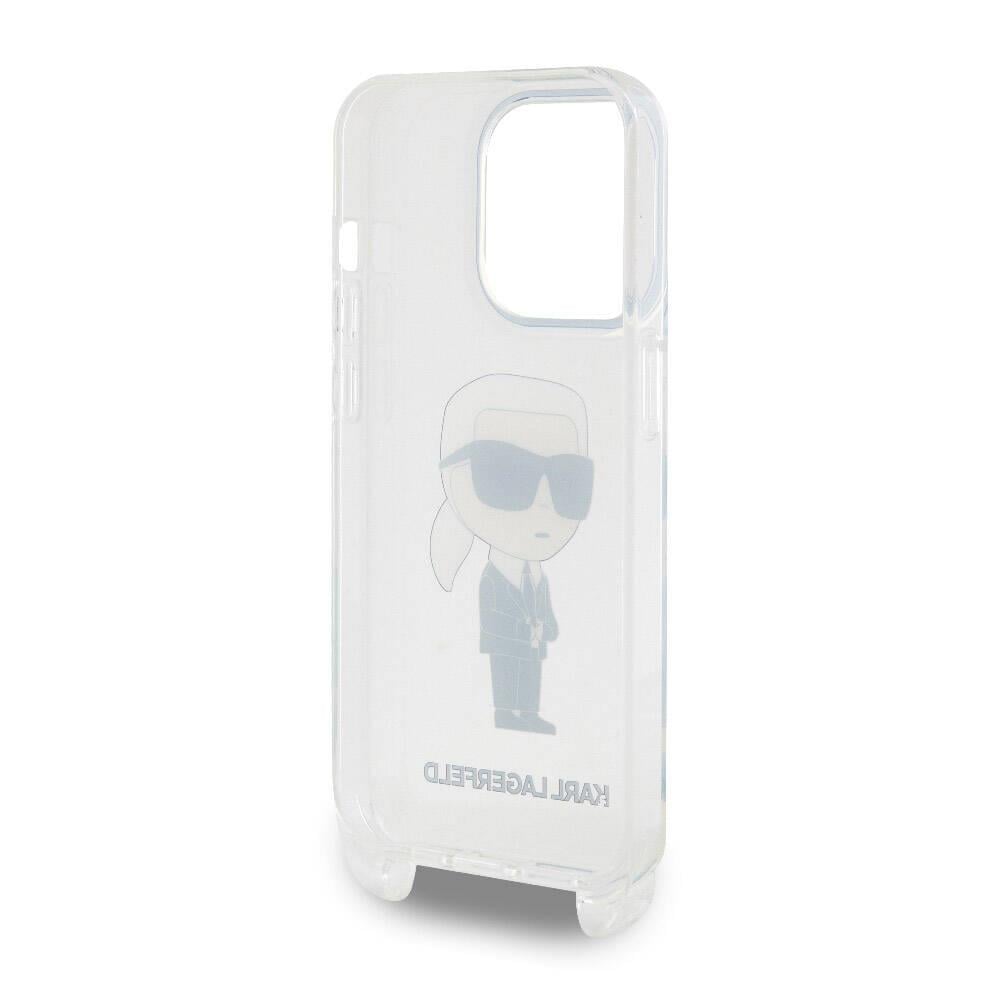 Apple iPhone 15 Pro Kılıf Karl Lagerfeld Orjinal Lisanslı Boyun Askılı Karl İkonik Crossbody Kapak