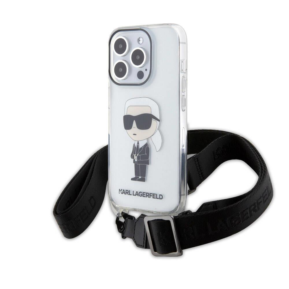 Apple iPhone 15 Pro Kılıf Karl Lagerfeld Standlı Kartlıklı Saffiano Monogram İkonik Metal Logo Orjinal Lisanslı Kapak