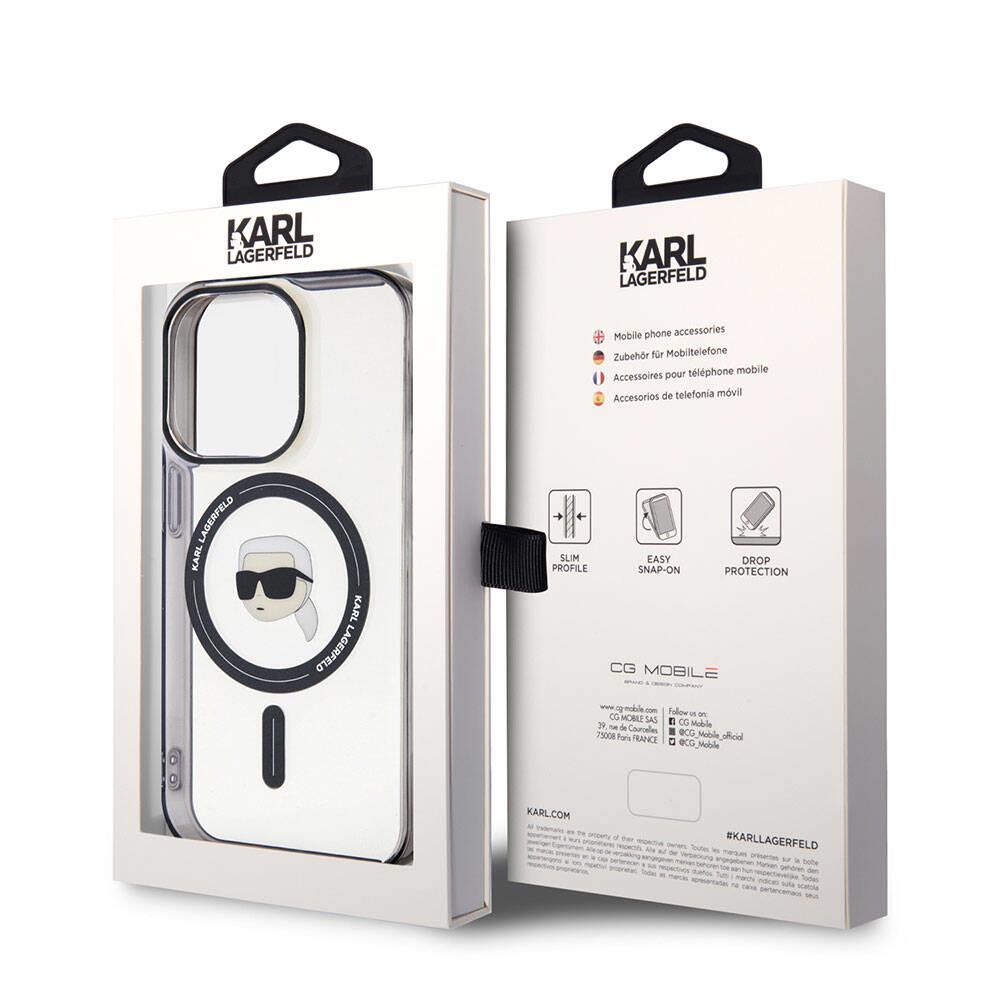 Apple iPhone 15 Pro Kılıf Karl Lagerfeld M-safe Şarj Özellikli IML Karl Orjinal Lisanslı Kapak