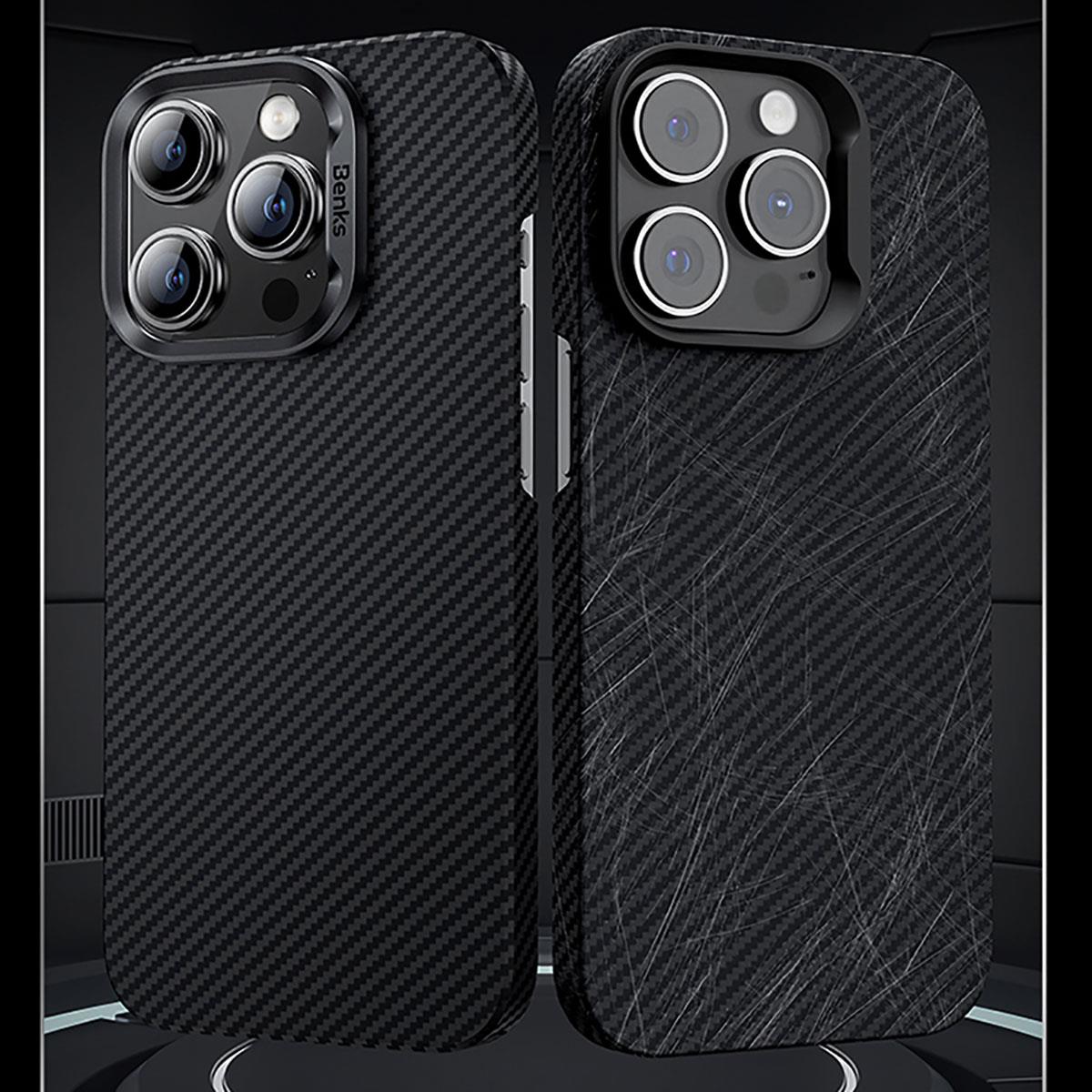 Apple iPhone 15 Pro Kılıf M-safe Özellikli Karbon Fiber Benks Essential ArmorAir 600D Kevlar Kapak
