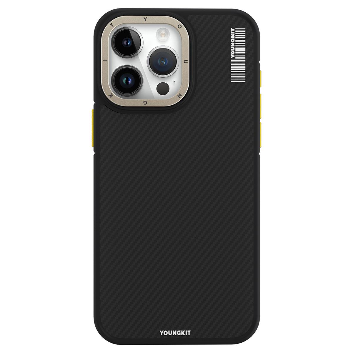 Apple iPhone 15 Pro Kılıf M-safe Şarj Özellikli YoungKit 600D Kevlar Kapak