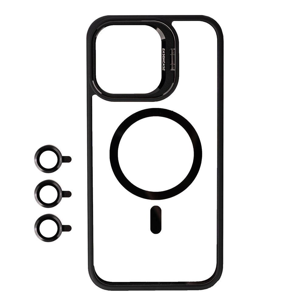 Apple iPhone 15 Pro Kılıf M-safe Şarj Özellikli Standlı Zore M-safe Klon Lensli Kapak