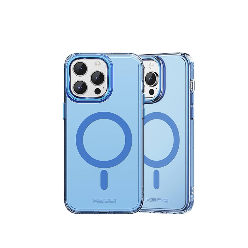 Apple iPhone 15 Pro Kılıf M-safe Şarj Özellikli Saydam Arka Yüzey Recci Crystal Color Serisi Kapak
