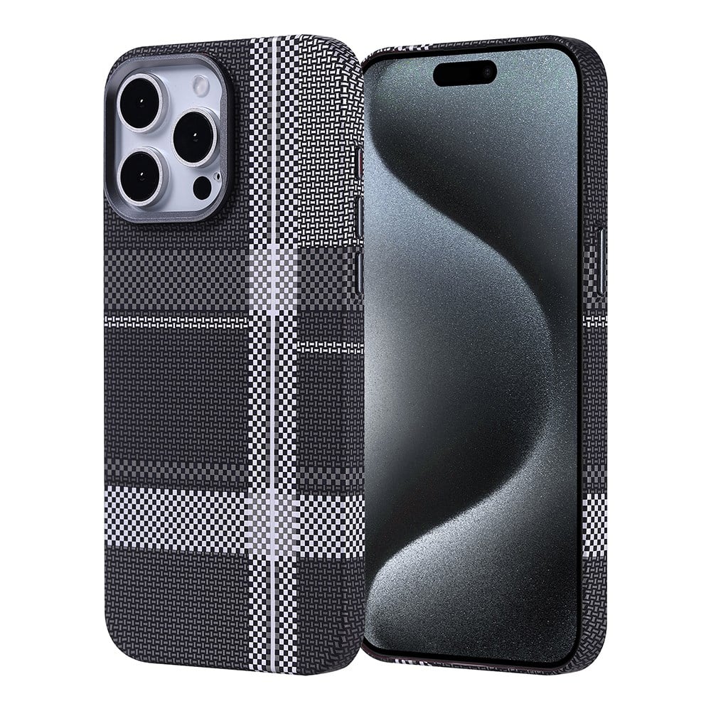 Apple iPhone 15 Pro Kılıf M-safe Şarj Özellikli Karbon Fiber Görünümlü Zore Nekst Kapak