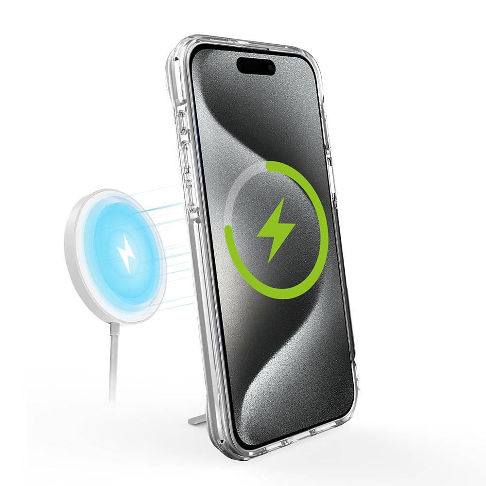 Apple iPhone 15 Pro Kılıf M-safe Şarj Özellikli Zore T-Max Standlı Kapak