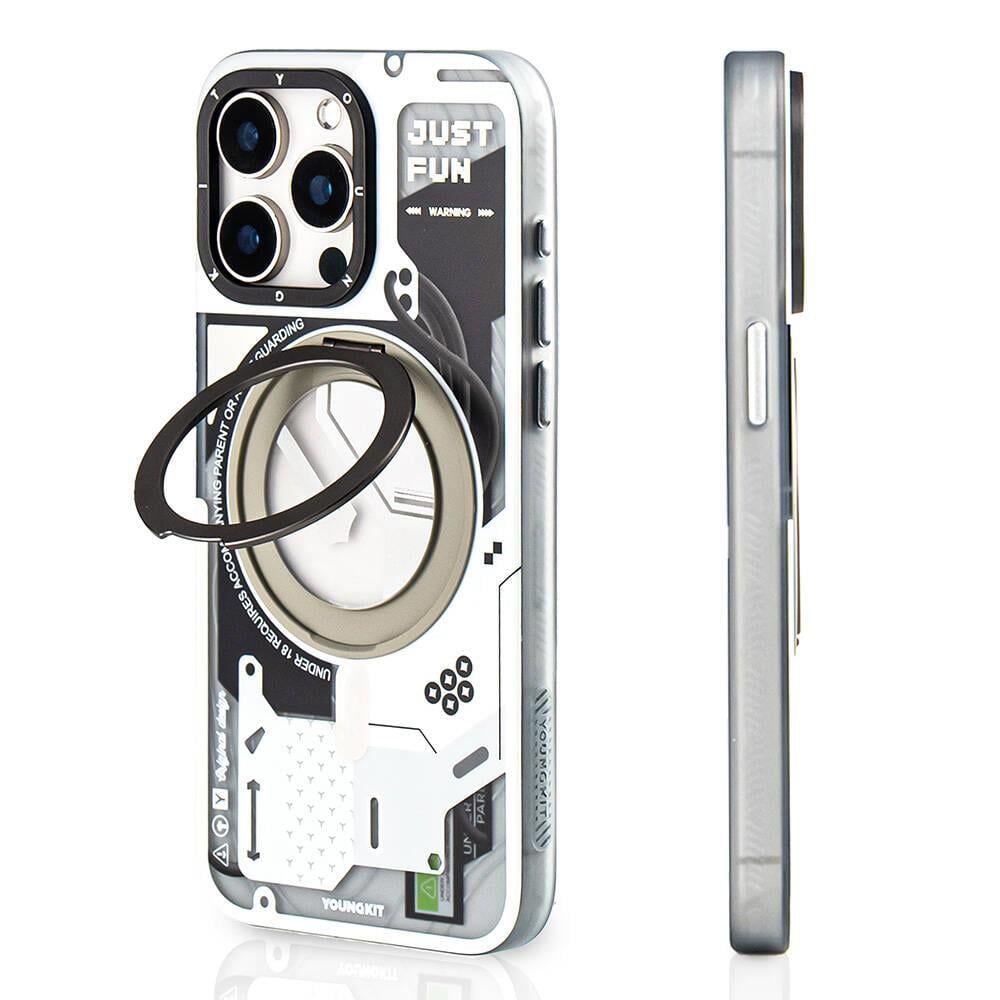 Apple iPhone 15 Pro Kılıf M-safe Şarj Özellikli Youngkit 360° Standlı Starship Serisi Kapak