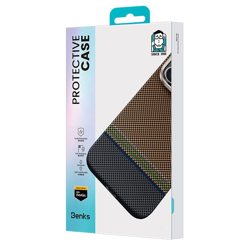 Apple iPhone 15 Pro Kılıf M-safe Şarj Özellikli Karbon Fiber Tasarımlı Benks Prestige ArmorAir Kevlar Kapak