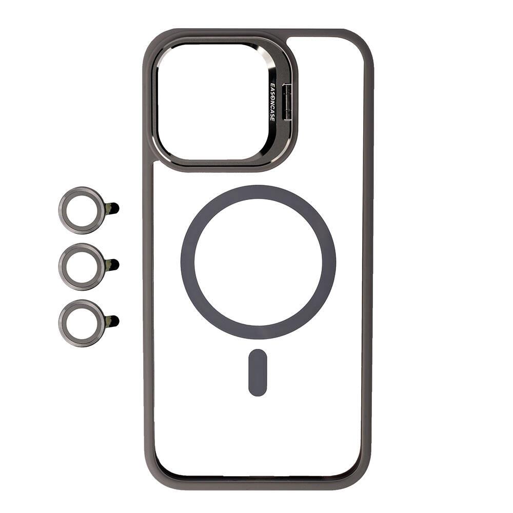 Apple iPhone 15 Pro Kılıf M-safe Şarj Özellikli Standlı Zore M-safe Klon Lensli Kapak