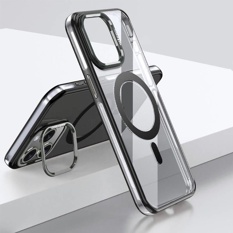 Apple iPhone 15 Pro Kılıf M-safe Şarj Özellikli Wlons Standlı Efsane Kapak