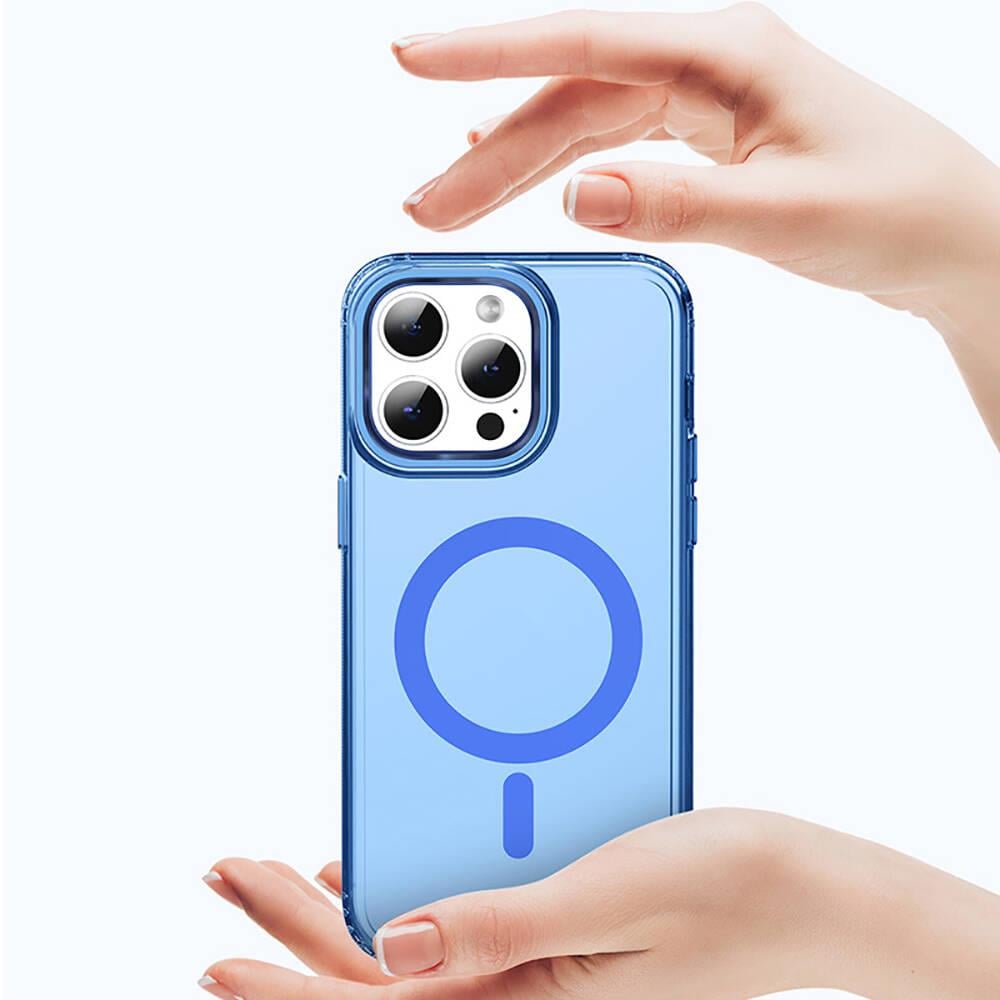 Apple iPhone 15 Pro Kılıf M-safe Şarj Özellikli Saydam Arka Yüzey Recci Crystal Color Serisi Kapak