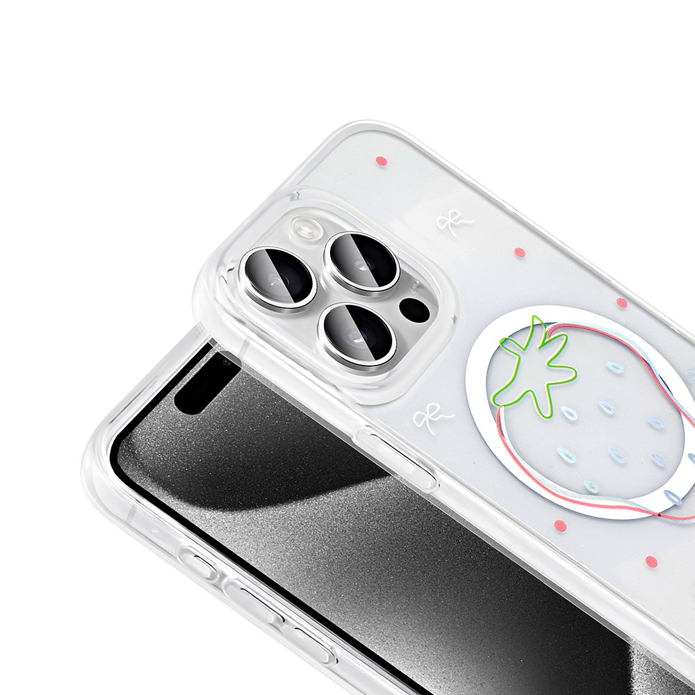 Apple iPhone 15 Pro Kılıf M-Safe Şarj Özellikli Şeffaf Zore Folk Sert Kapak