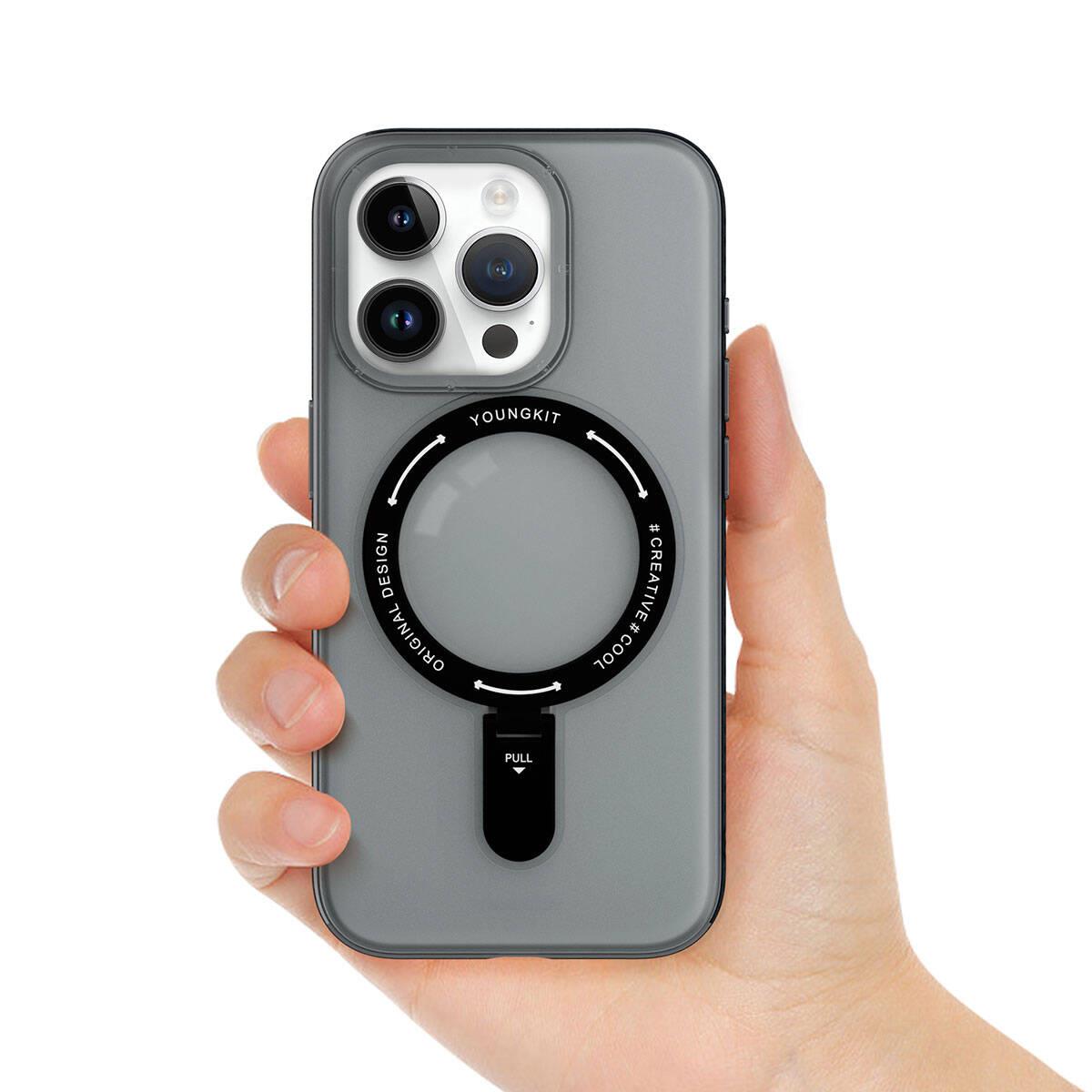 Apple iPhone 15 Pro Kılıf M-safe Şarj Özellikli Youngkit Rock Serisi Kapak