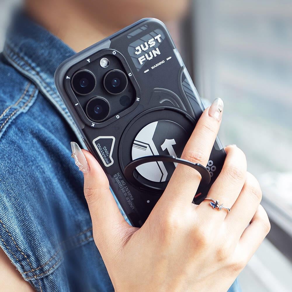 Apple iPhone 15 Pro Kılıf M-safe Şarj Özellikli Youngkit 360° Standlı Starship Serisi Kapak