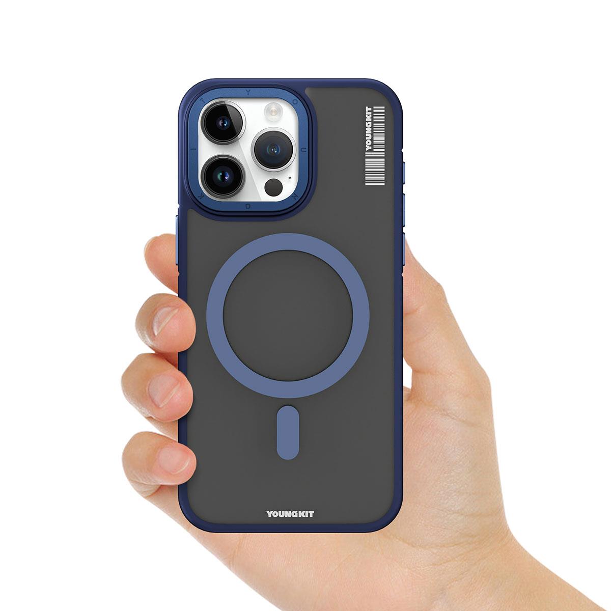 Apple iPhone 15 Pro Kılıf M-safe Şarj Özellikli Youngkit Rock Sand Serisi Kapak