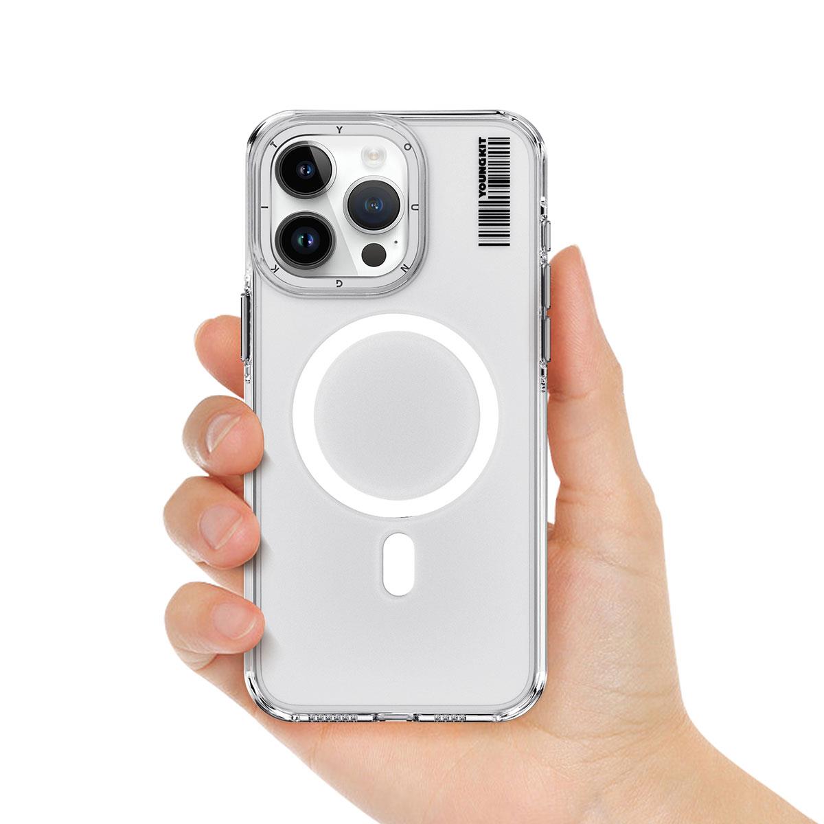 Apple iPhone 15 Pro Kılıf M-safe Şarj Özellikli Şeffaf Youngkit Crystal Shield Serisi Kapak