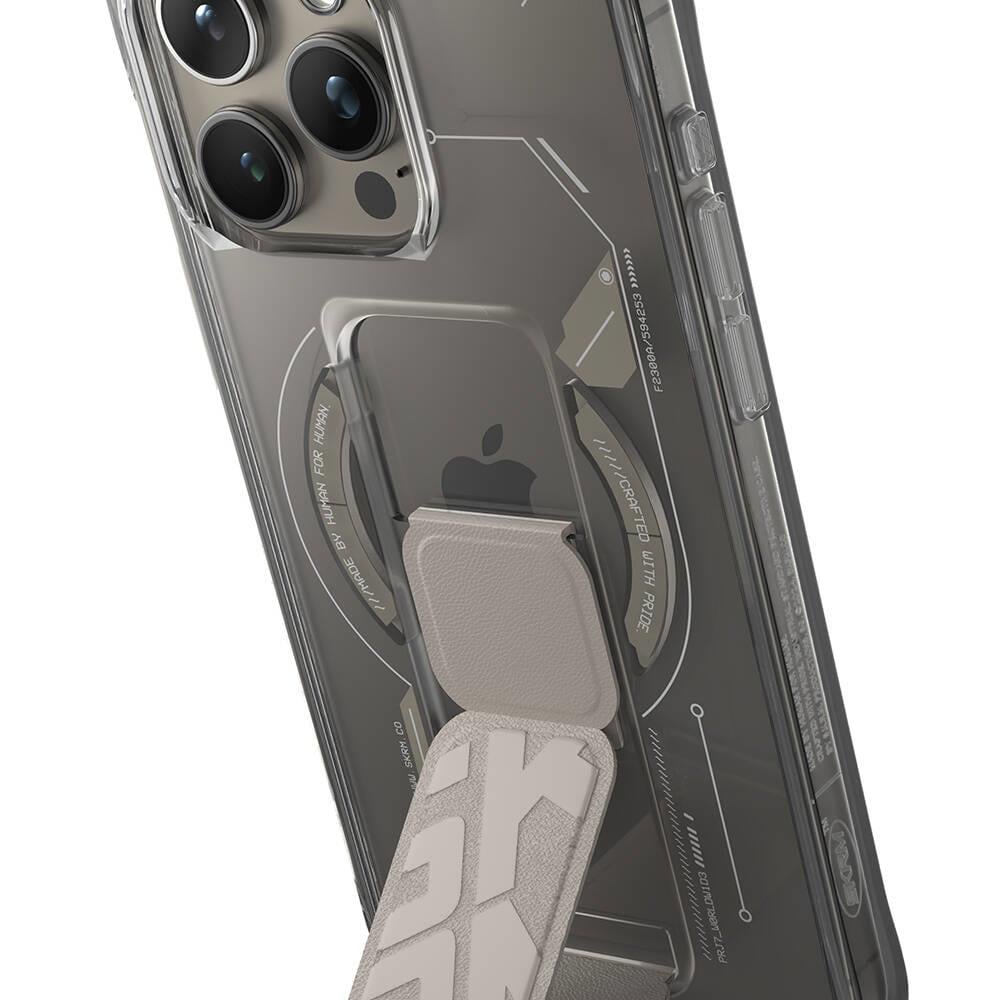Apple iPhone 15 Pro Kılıf M-safe Şarj Özellikli Teknoloji Desenli Standlı Skinarma Helio Kapak