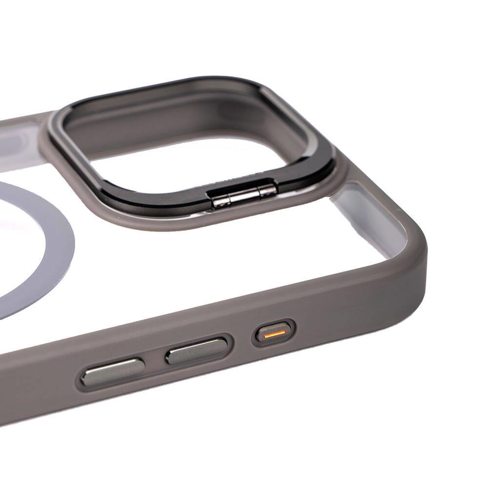 Apple iPhone 15 Pro Kılıf M-safe Şarj Özellikli Standlı Zore M-safe Klon Lensli Kapak
