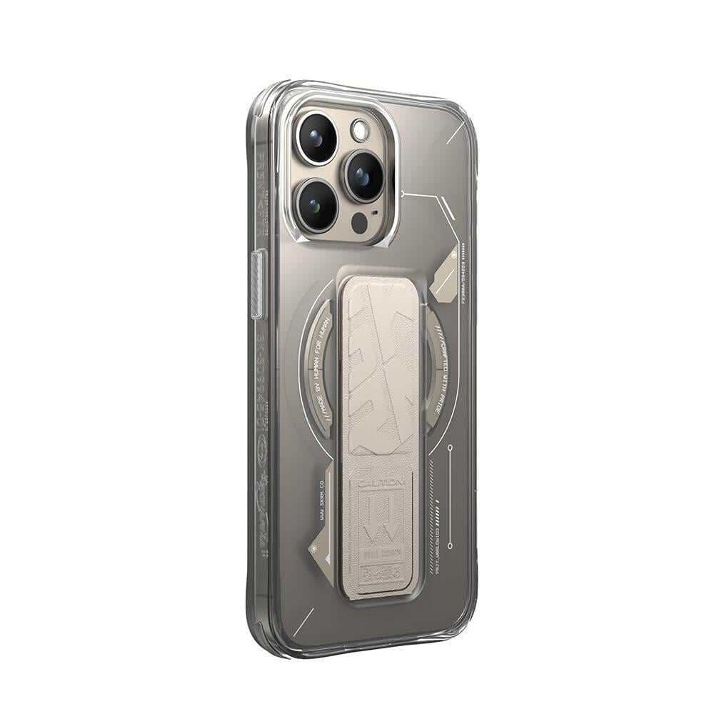 Apple iPhone 15 Pro Kılıf M-safe Şarj Özellikli Teknoloji Desenli Standlı Skinarma Helio Kapak