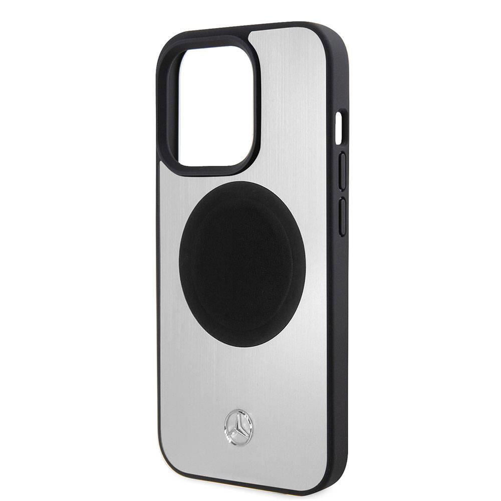Apple iPhone 15 Pro Kılıf Mercedes Benz Orjinal Lisanslı M-safe Şarj Özellikli Alüminyum Arka Yüzey Metal Yıldız Logolu Kapak