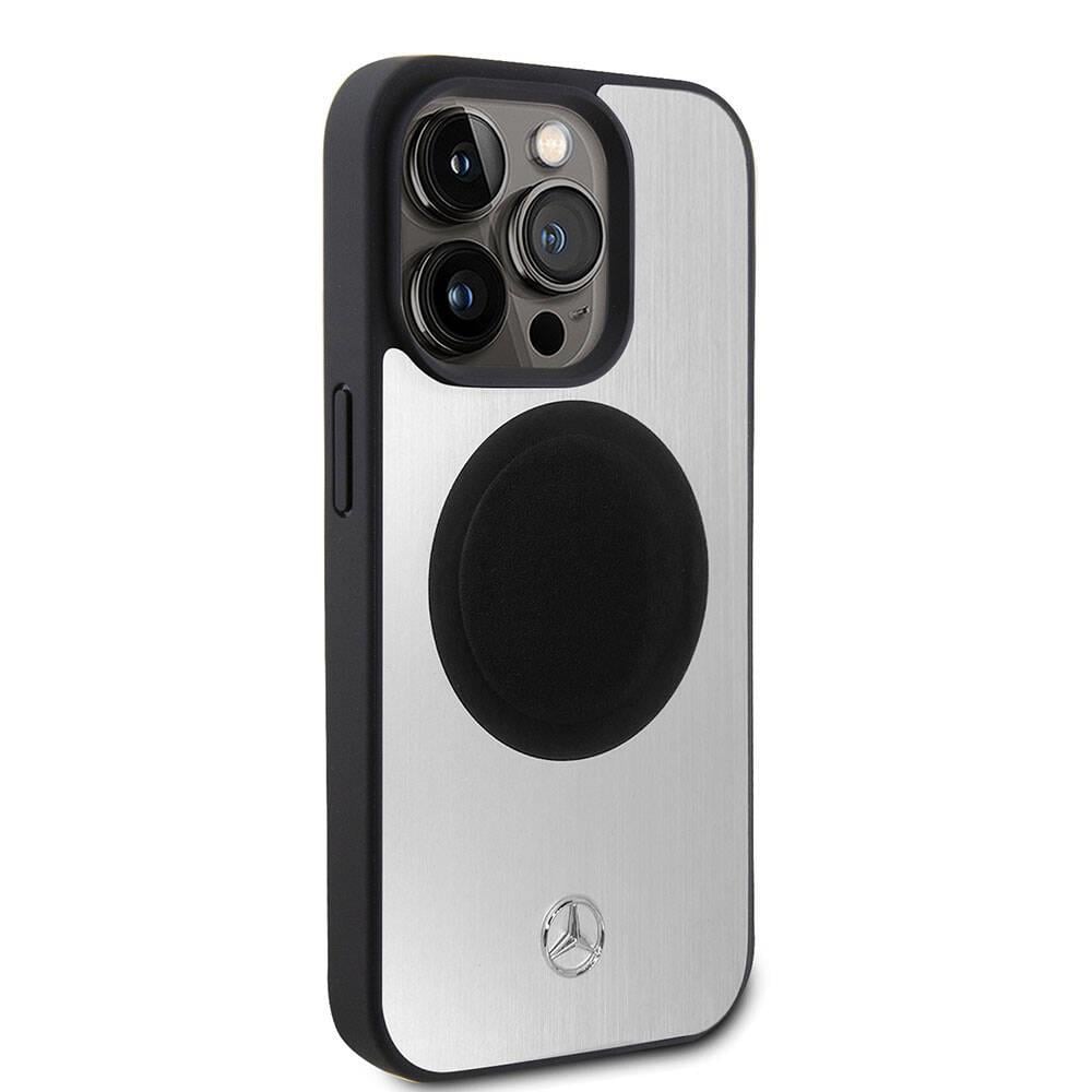 Apple iPhone 15 Pro Kılıf Mercedes Benz Orjinal Lisanslı M-safe Şarj Özellikli Alüminyum Arka Yüzey Metal Yıldız Logolu Kapak