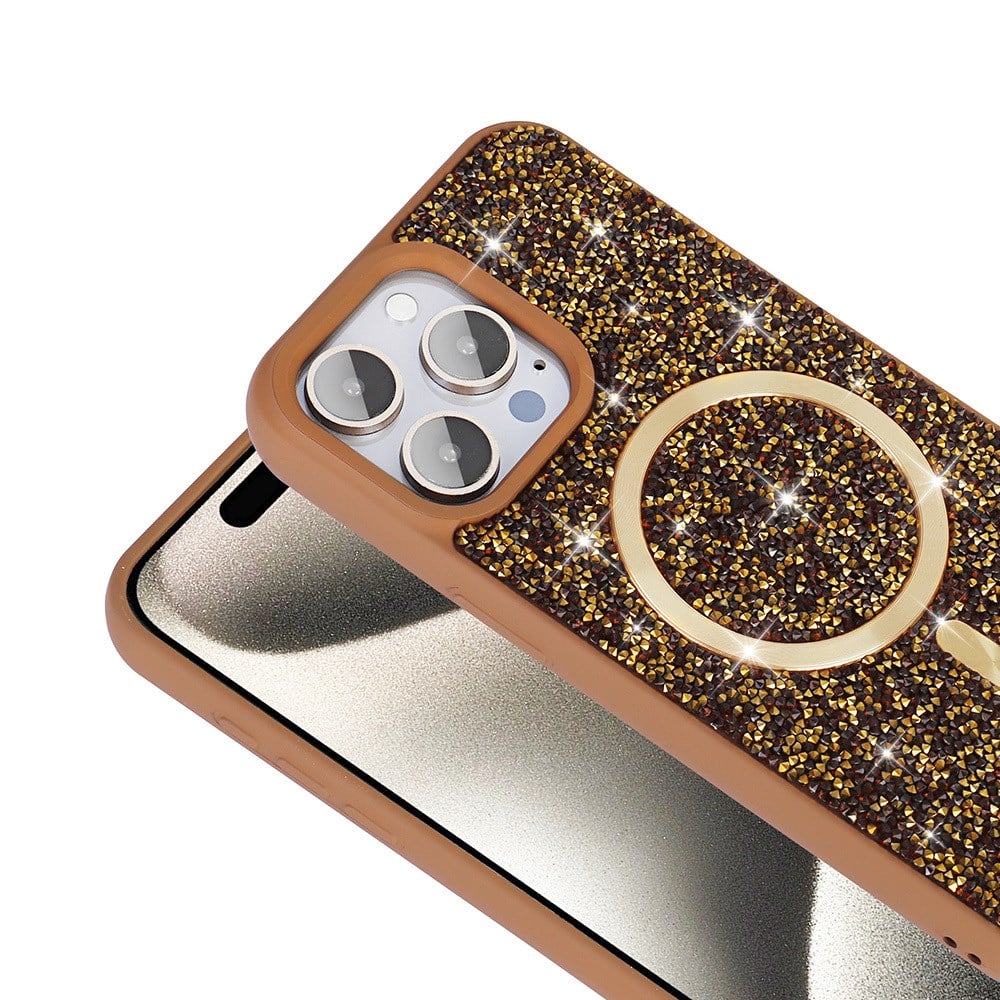 Apple iPhone 15 Pro Kılıf Pırlanta Tasarımlı M-safe Şarj Özellikli Zore Mozaik Silikon Kapak