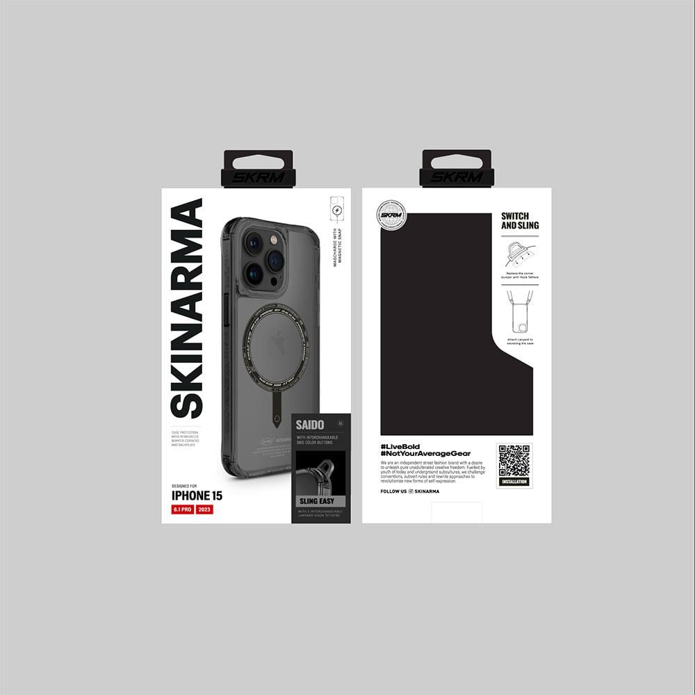 Apple iPhone 15 Pro Kılıf SkinArma Şeffaf Airbag Tasarımlı M-safe Şarj Özellikli Saido Kapak