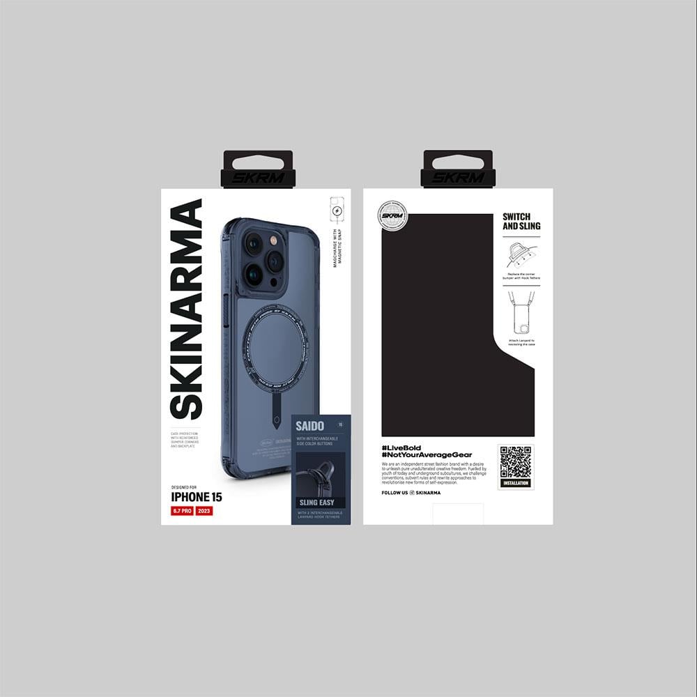 Apple iPhone 15 Pro Kılıf SkinArma Şeffaf Airbag Tasarımlı M-safe Şarj Özellikli Saido Kapak