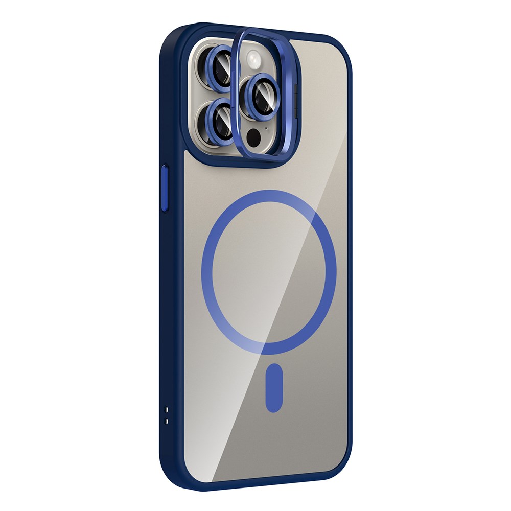 Apple iPhone 15 Pro Kılıf Standlı ve Kamera Lens Hediyeli M-Safe Şarj Özellikli Zore Etro Kapak