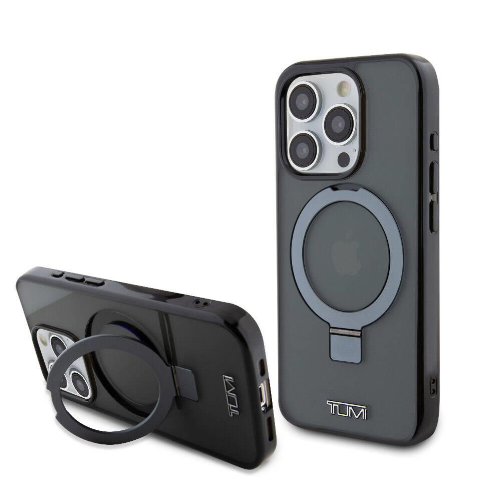 Apple iPhone 15 Pro Kılıf TUMI Orjinal Lisanslı M-safe Şarj Özellikli PC TPU Metal Logolu Ring Standlı Kapak