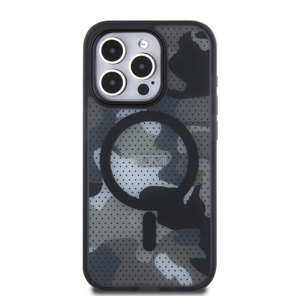 Apple iPhone 15 Pro Kılıf TUMI Orjinal Lisanslı M-safe Şarj Özellikli Buzlanmış Saydam Ağ Kamuflajı Desenli Kapak